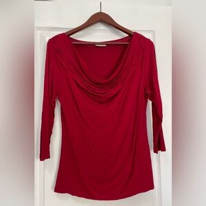 Deletta Red Cowl Neck Shirt